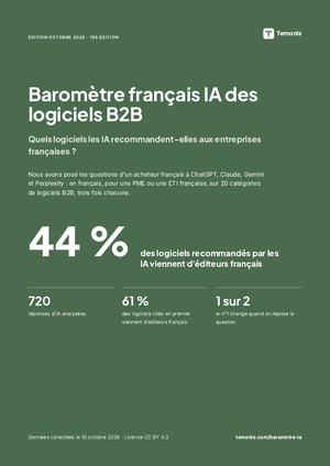 Couverture du Baromètre français IA des logiciels B2B, édition d'octobre 2026